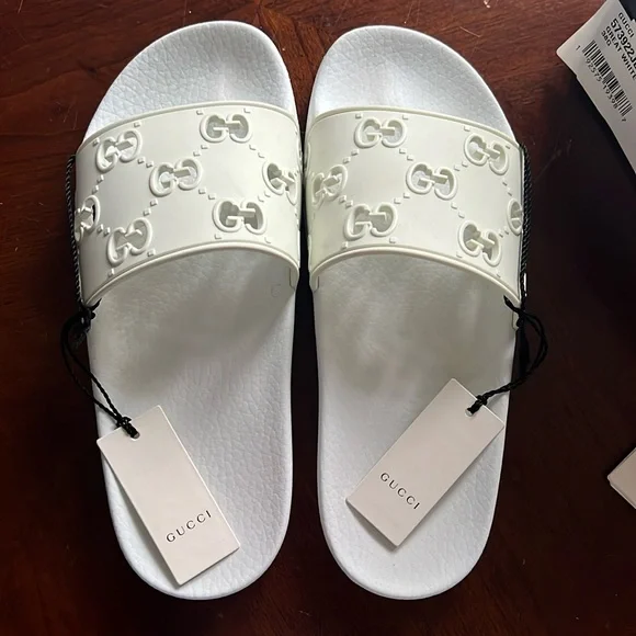 Gucci | Shoes | Gucci Gg Logo Sandals In Great White Size 38
